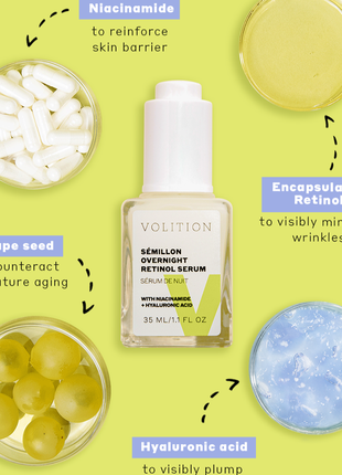 Сироватка з ретинолом, та гіалуроновою кислотою volition beauty sémillon overnight retinol serum