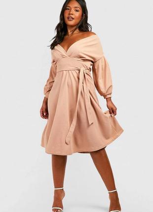 Новое платье миди со спущенными плечами boohoo 3xl-4xl