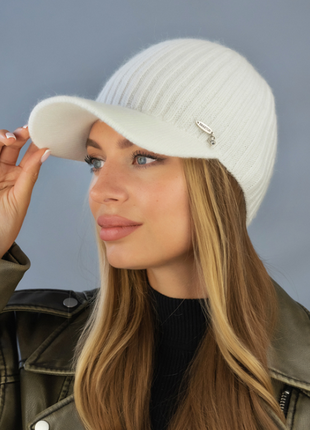 Женская зимняя кепка,  бейсболка  шерсть кролика 9 цветов 7238бр