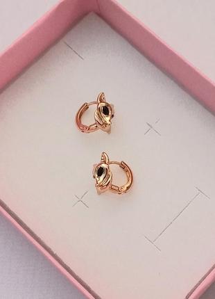 Детские серьги лисички медицинское золото