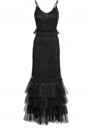 Невероятное эффектное длинное платье body flirt boutique bonprix из кружева и фатина