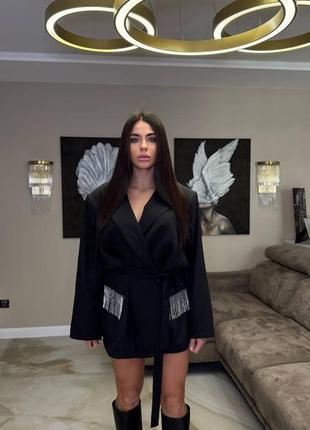 Пиджак черный со съемными камушками сваровски