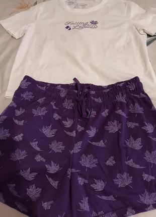 Нова жіноча піжама (шорти та футболка) 100%котон sleepwear ,розмір l