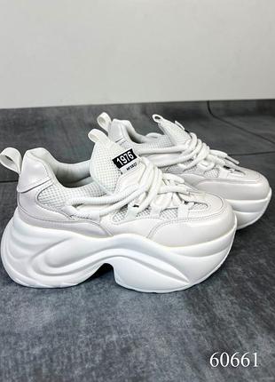 60661⚜️кроссовки на массивной платформе в искусственной коже и текстиле