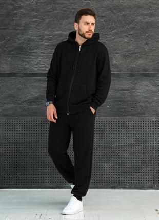 Черный мужской спортивный костюм на молнии