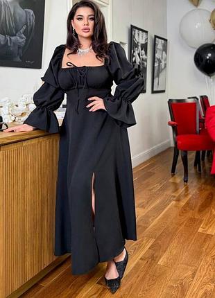 Волшебное платье макси с объемными рукавами и размером батал вечернее платье, вечерное платье