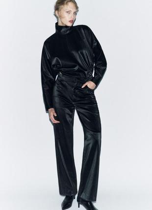 Топ женский черный искусственная кожа zara new