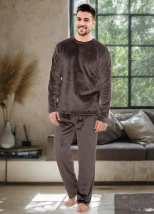 Чоловіча піжама теплий плюшик домашній костюм