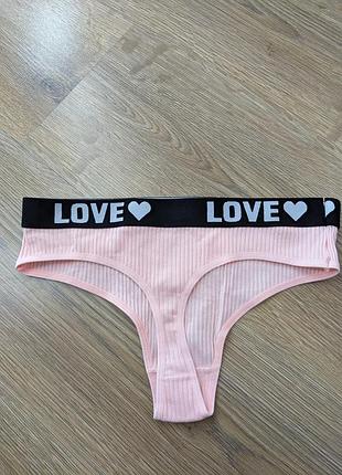 Трусики стринги персиковые в рубчик спортивные хлопковые 
резинка 32 см тягнеться до 54 см 
размер указанный l