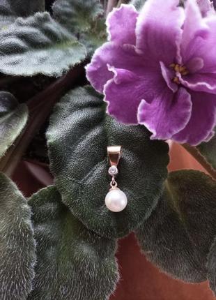 Золотая подвеска, кулон с культивированной жемчужиной 585 проба 1.27 г 2 см