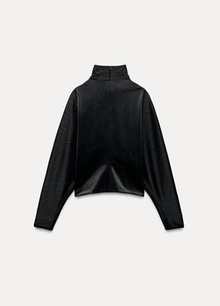 Женский костюм zara zw collection зі шту из искусственной кожи со штанами и топом