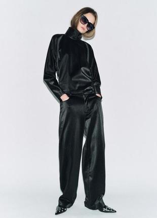 Женский костюм zara zw collection зі шту из искусственной кожи со штанами и топом