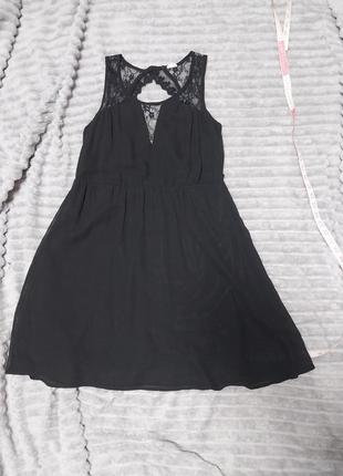 Платье женское черная хс с atmosphere шифоровое с кружевом черным