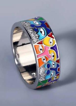 Серебряное кольцо с котами, 925 прба, с цирконами