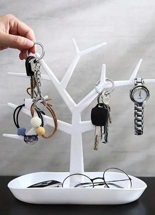 Стильна підставка органайзер для прикрас біжутерії декор подарунок аксесуар дерево біле