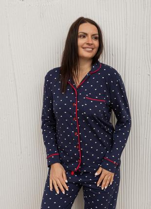 Элегантная хлопковая женская пижама больших размеров.