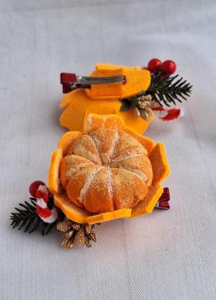 Заколки с мандаринками, мандаринки, костюм мандаринки