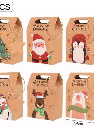 Набір подарункових пакетів на різдво 6 шт.