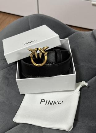 Ремень pinko кожаный черный, полный комплект