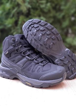 Salomon quest 4 gtx mid fur високі чорні топ якість ліцензія саломон кросівки ботінки сапоги теплі водонепроникні зимові з хутром гортекс