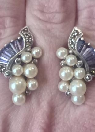 Серьги из капельного серебра 925 пробы
