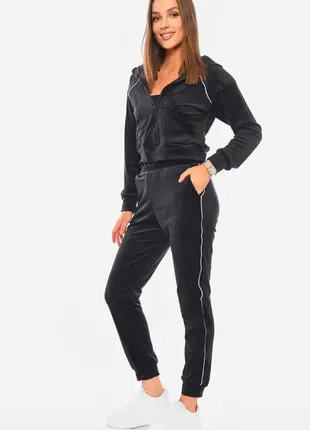 Велюровый спортивный костюм-двойка / кофта на молнии и штаны