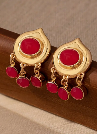 Сережки біжутерія червоні підвіски