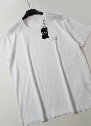 Брендовая белая мужская футболка emporio armani оригинал