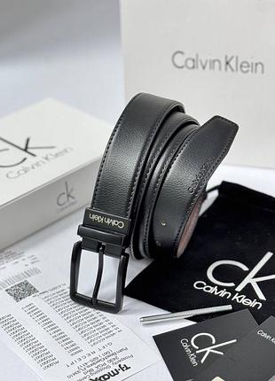 Мужской ремень calvin klein черный / коричневый на подарок новый год