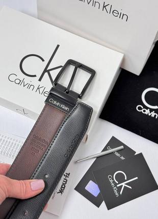 Мужской ремень calvin klein черный / коричневый на подарок новый год5 фото