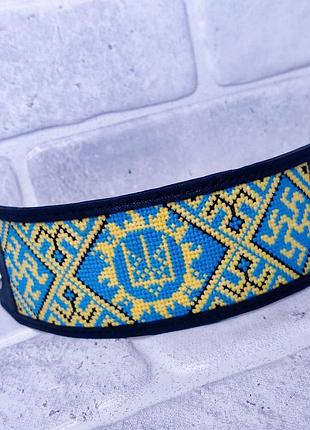 Шкіряний браслет з вишивкою ′ukpg′