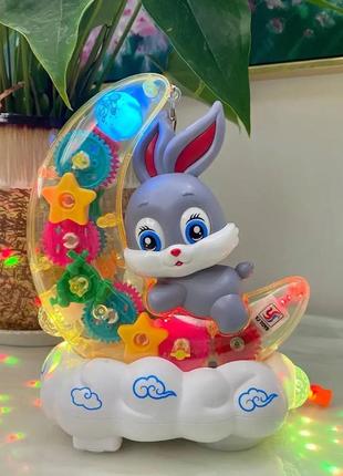 Детский музыкальный ночник зайка на луне moon
