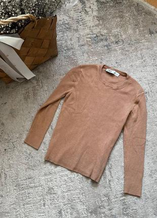 Гольф коричневый в рубчик zara с укороченным рукавом