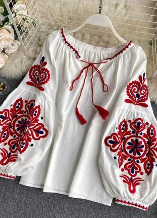 Вышиванка женская стильная с рукавами