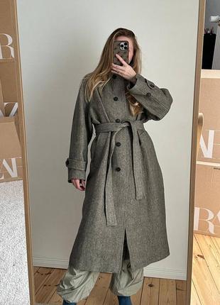 Шерстяное пальто льняное zara зара