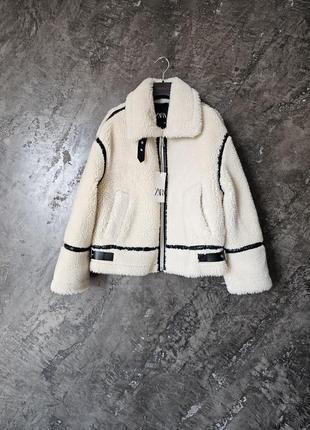 Куртка дублянка авіатор з овчини zara