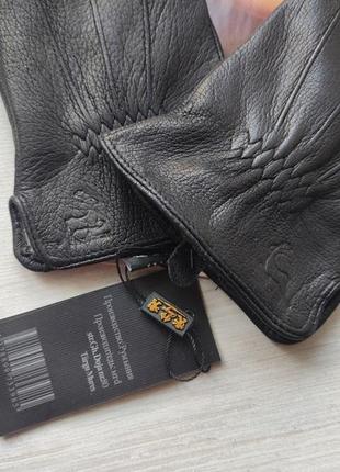 Мужские кожаные перчатки перчатки black из оленевой кожи, румуния подкладка шерстяная вязка