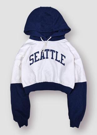 Женское худи primark укороченное утепленное с надписью seattle размер s (44)