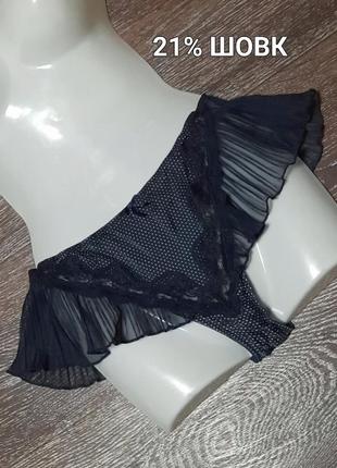 Красивые домашние трусики в горошек с воланами - гофре р.14 от autograph marks &amp; spencer