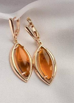 Позолочені сережки підвіски медичне золото позолоченные серьги подвески медзолото