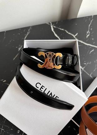 Черный кожаный ремень в стиле celine