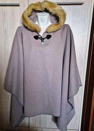 ❤ розкішне шерстяне пончо з капюшоном кейп мантія накидка оверсайз