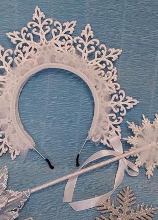 Обруч снежинка украшение корона