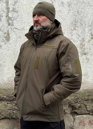 Зимняя тактическая куртка soft shell с утеплением оmni-heat свинца