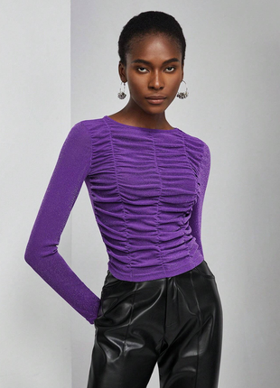 Новий топ із люрексом shein maija ruched front solid top — m
