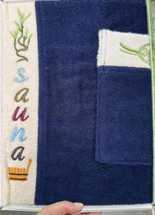 Набір чоловічий для сауни. натуральний бавовна банник/кілт та рушник. туреччина. є кольори