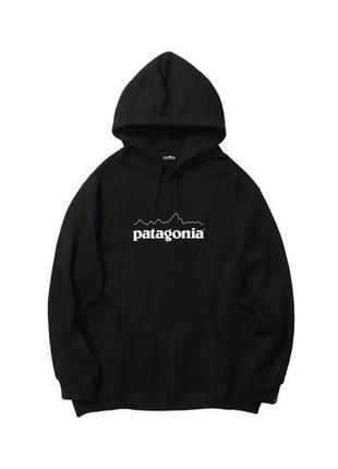 Черное худи на флисе patagonia