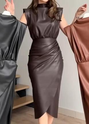 Сукня плаття елегантне еко шкіра