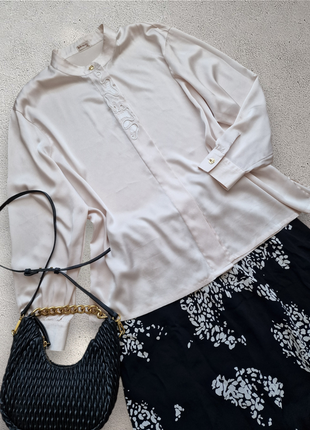 Шелковая блузка рубашка жемчужная блузка женская