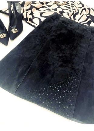 Шикарная юбка из натуральной замши auluna